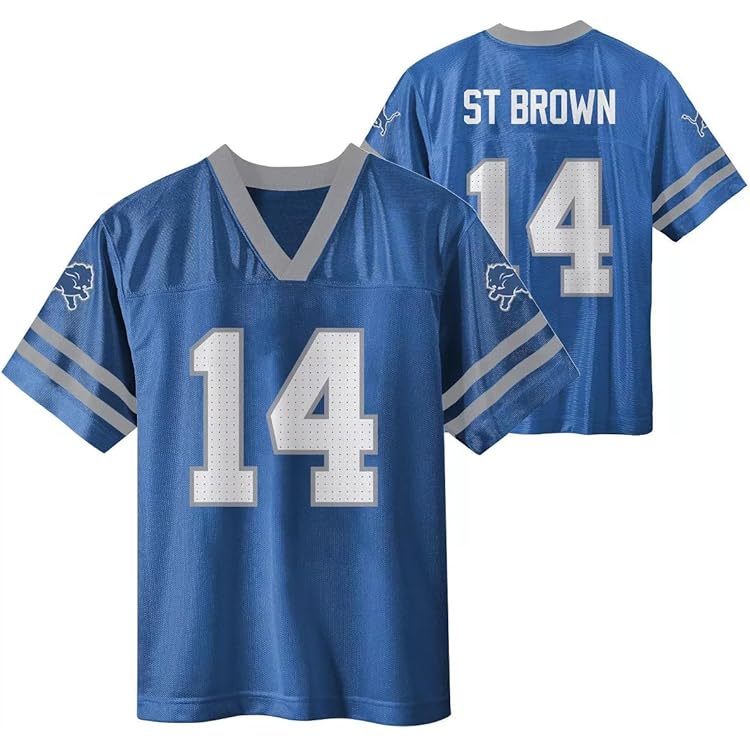 Amazon.com: Amon-Ra St. Brown Detroit Lions Blue #14 NFL Kids 4-7